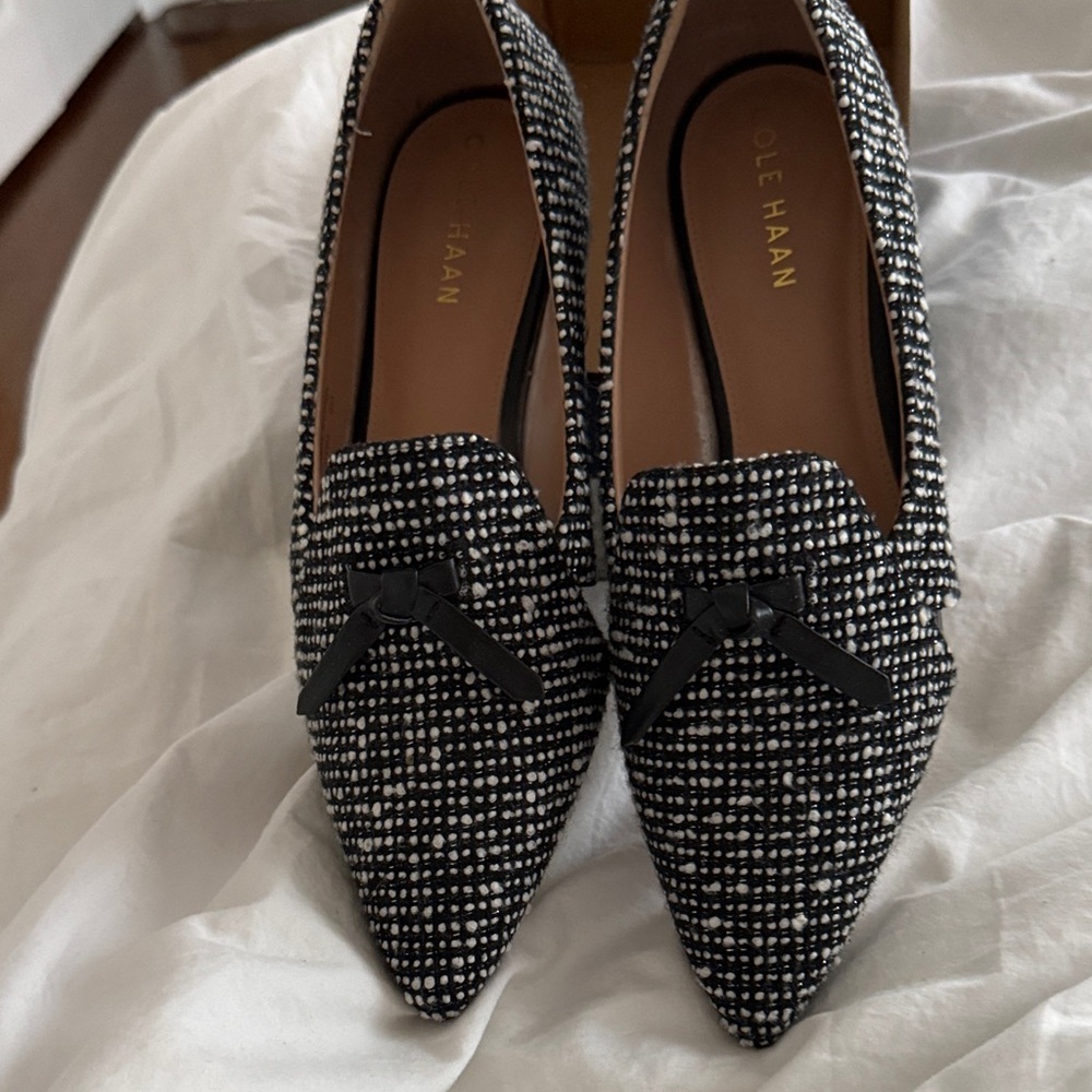 Cole Haan Women's Black and White Textured Flats